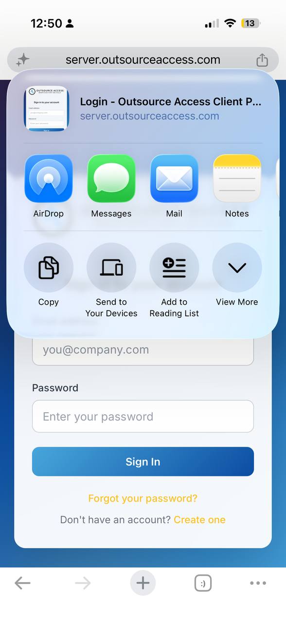 Tap share button